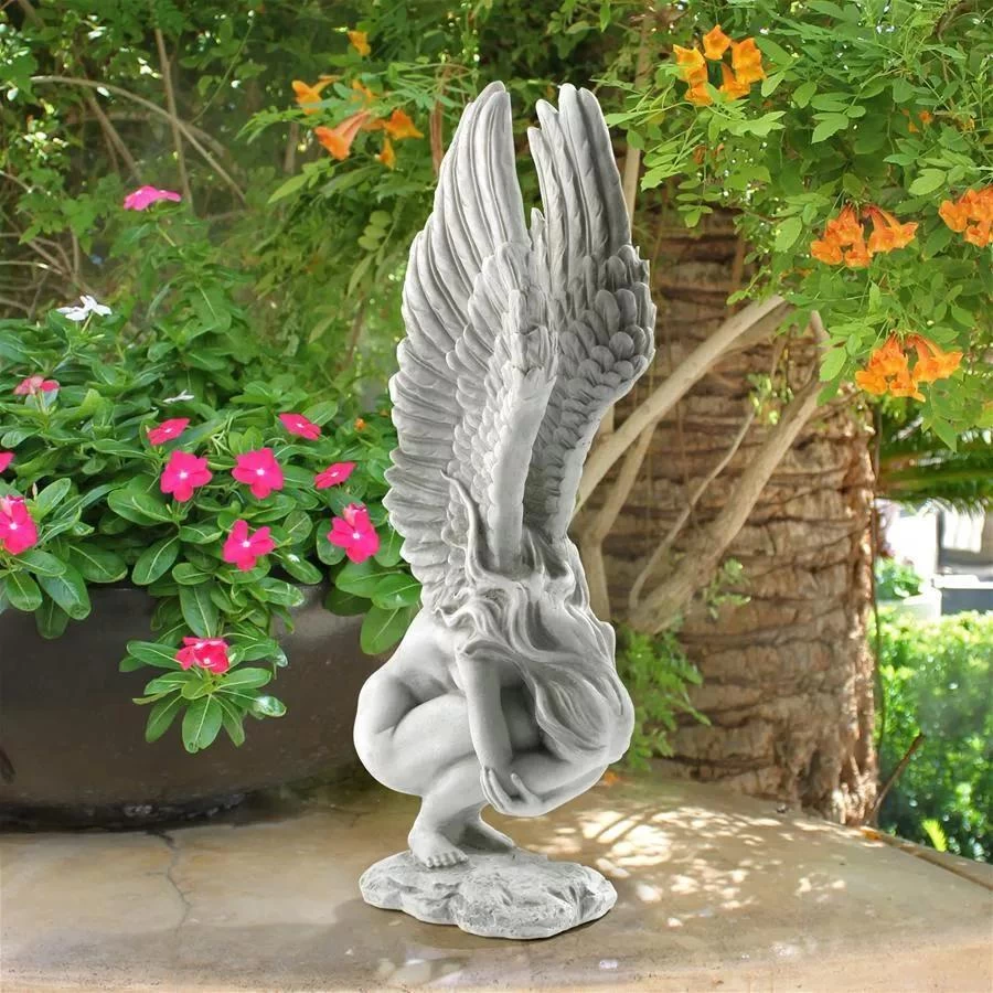 Crouching Angel Garden Statue 3 Crouching Angel Garden Statue