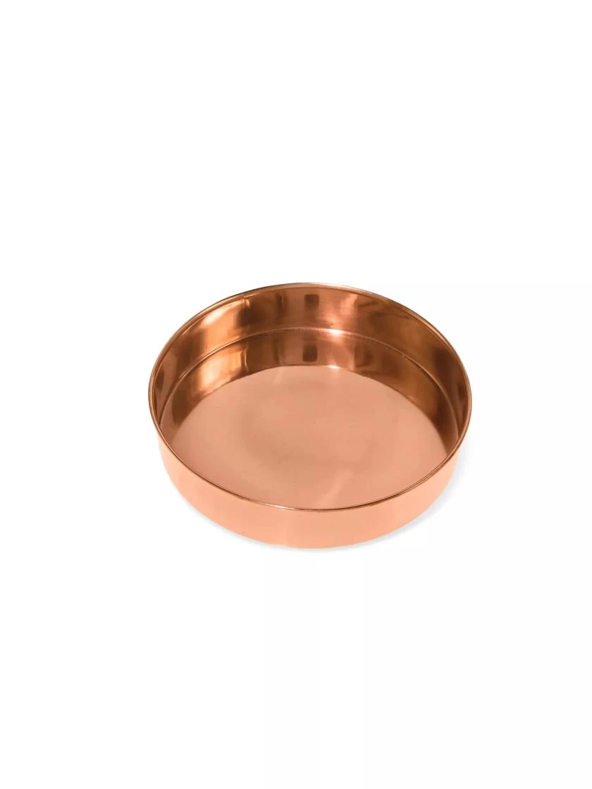 Extra Small Round Copper Plant Tray, 8" 3 Extra Small Round Copper Plant Tray, 8"