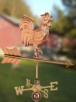 Rooster Garden Copper Weathervane With Pole -Garden Care Shop 8600284 05v rooster cottage copper weathervane roof mount
