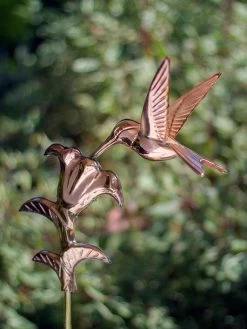 Hummingbird Garden Copper Weathervane With Pole -Garden Care Shop 8600377 03v hummingbird cottage weathervane roof mount