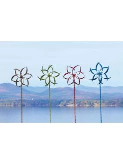 Feather Staked Wind Spinner, 15" 10 Feather Staked Wind Spinner, 15" -Garden Care Shop 8600479 04v