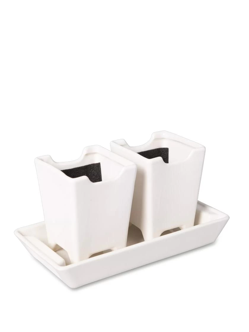 Stoneware Self-Watering Windowsill Planters, Set Of 2 6 Stoneware Self-Watering Windowsill Planters, Set Of 2 - Image 4