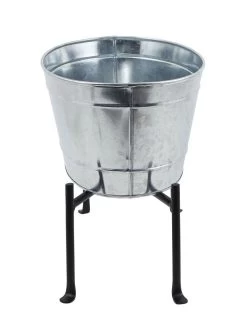 Achla Designs Mini Oval Galvanized Tub With Folding Stand -Garden Care Shop 8612906 05v