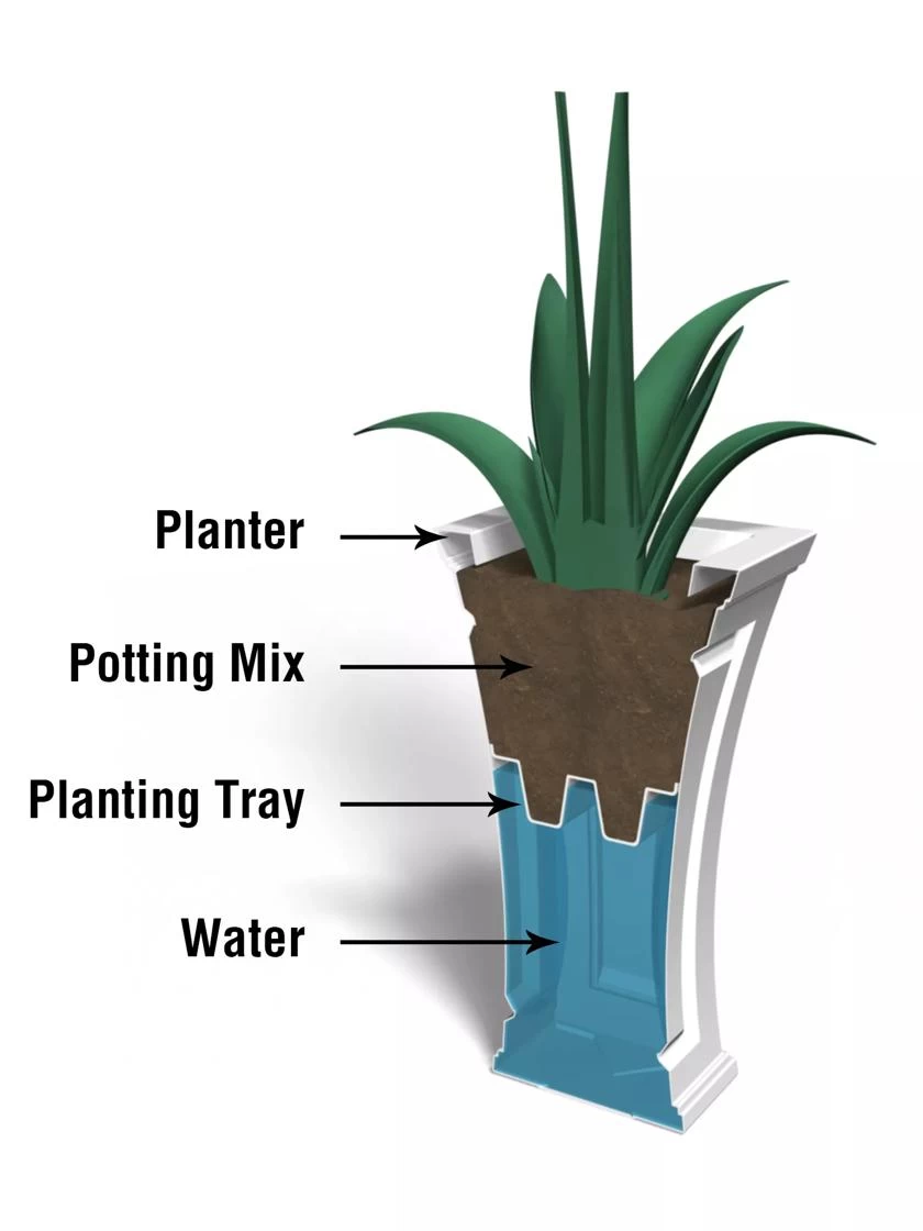Cambridge Tall Planter, 28" Height 4 Cambridge Tall Planter, 28" Height - Image 2